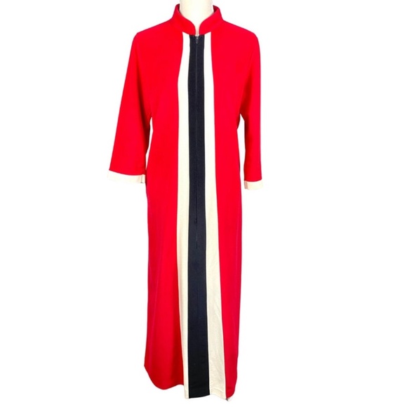 Vintage Velour Robe 1970's Vintage JcPenney Mod Red Misses Loungewear Robe - Picture 2 of 8